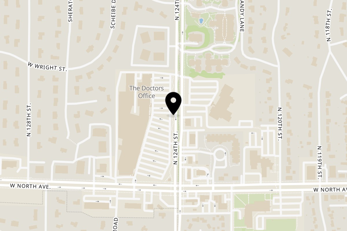 Map showing the location of AHA Indian Cuisine on Beside Kohl’s in Brookfield